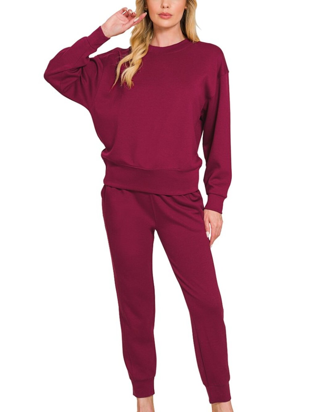 Zenana Scuba Crewneck Pullver & Joggers 2 Pieces Set NWOT